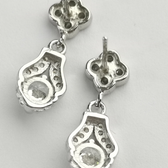Vintage Revival Sterling Silver CZ Earrings - Picture 3 of 7